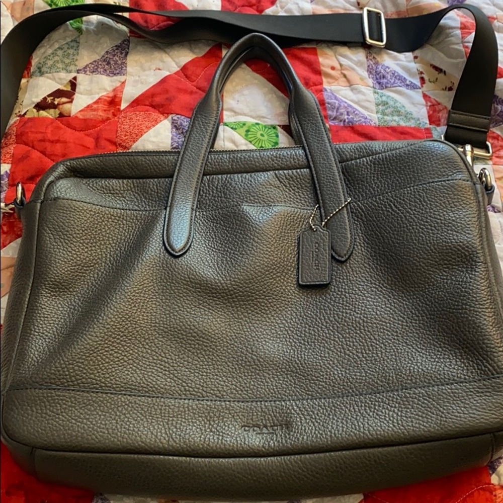 Leather COACH laptop messenger bag